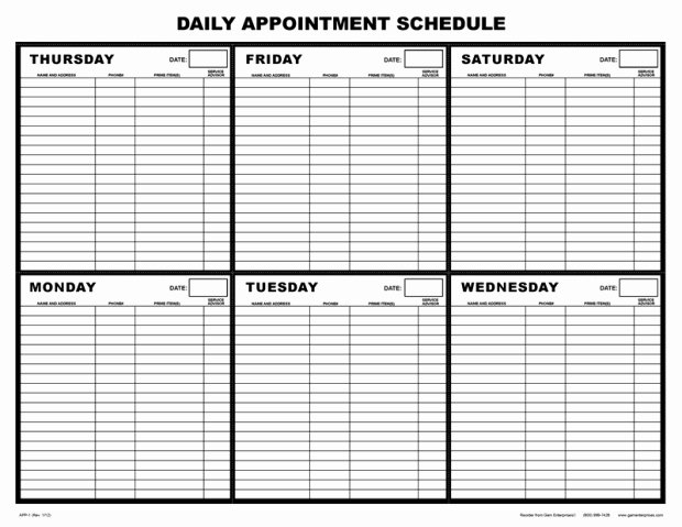 Daily Appointment Schedule Template Awesome Salon Appointment Book Template