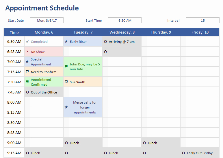 Daily Appointment Schedule Template Beautiful 10 Free Weekly Schedule Templates for Excel