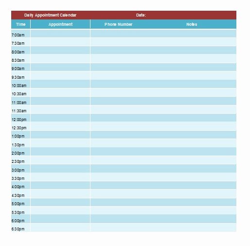 Daily Appointment Schedule Template Best Of 5 Free Appointment Schedule Templates In Ms Word and Ms Excel