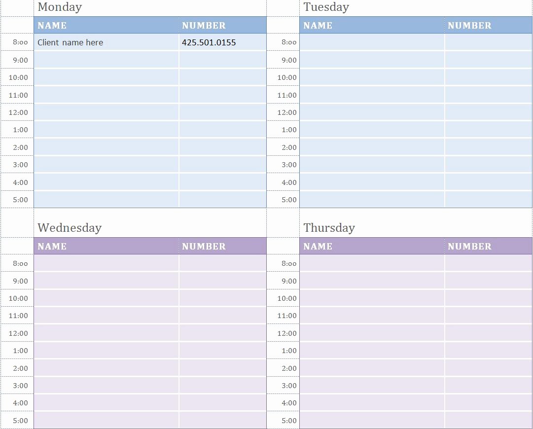 Daily Appointment Schedule Template Lovely Free Blank Business Card Templates for Word