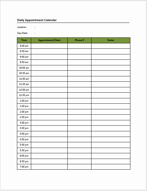 Daily Appointment Schedule Template Luxury 5 Free Appointment Schedule Templates In Ms Word and Ms Excel