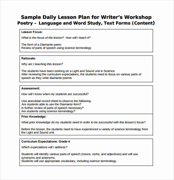 Daily Lesson Plan Template Word Elegant Sample Daily Lesson Plan 8 Documents In Pdf Word