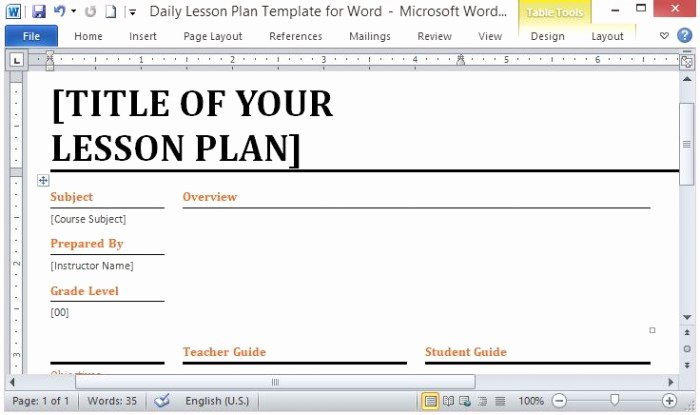 Daily Lesson Plan Template Word New Microsoft Word Template for Making Daily Lesson Plans