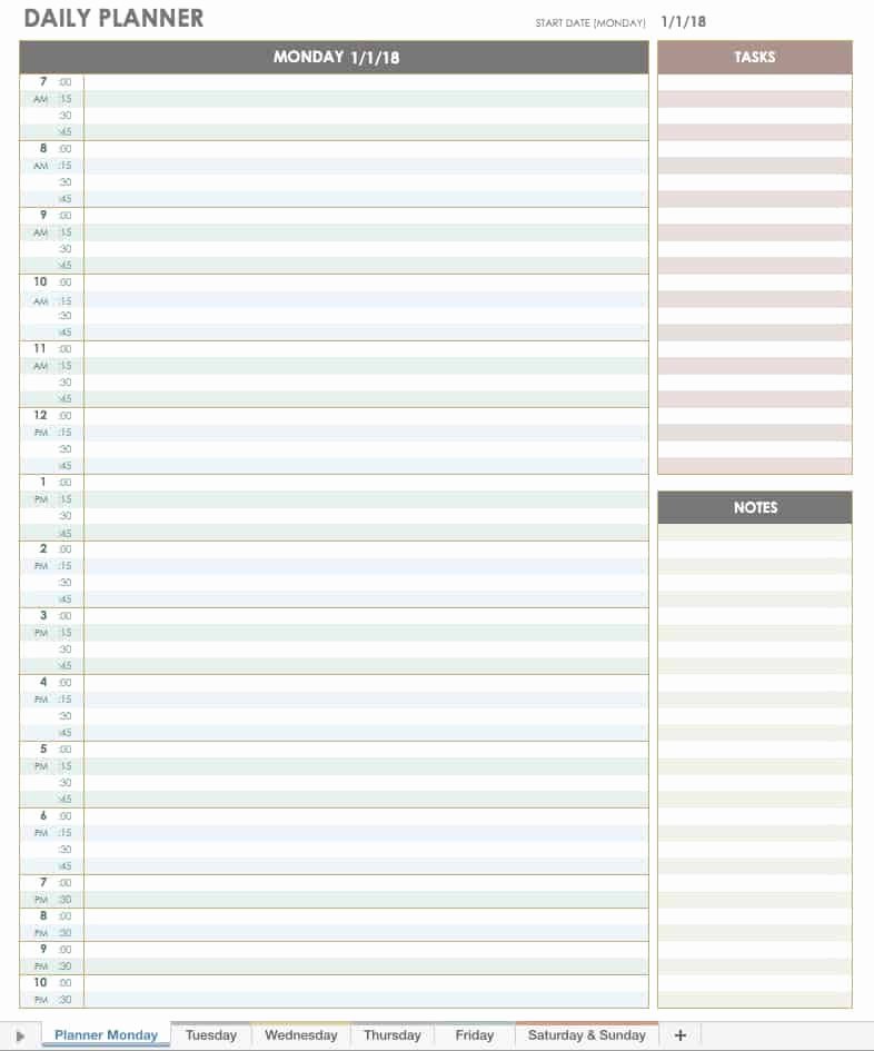 Daily Planner Printable Template Fresh Free Excel Calendar Templates