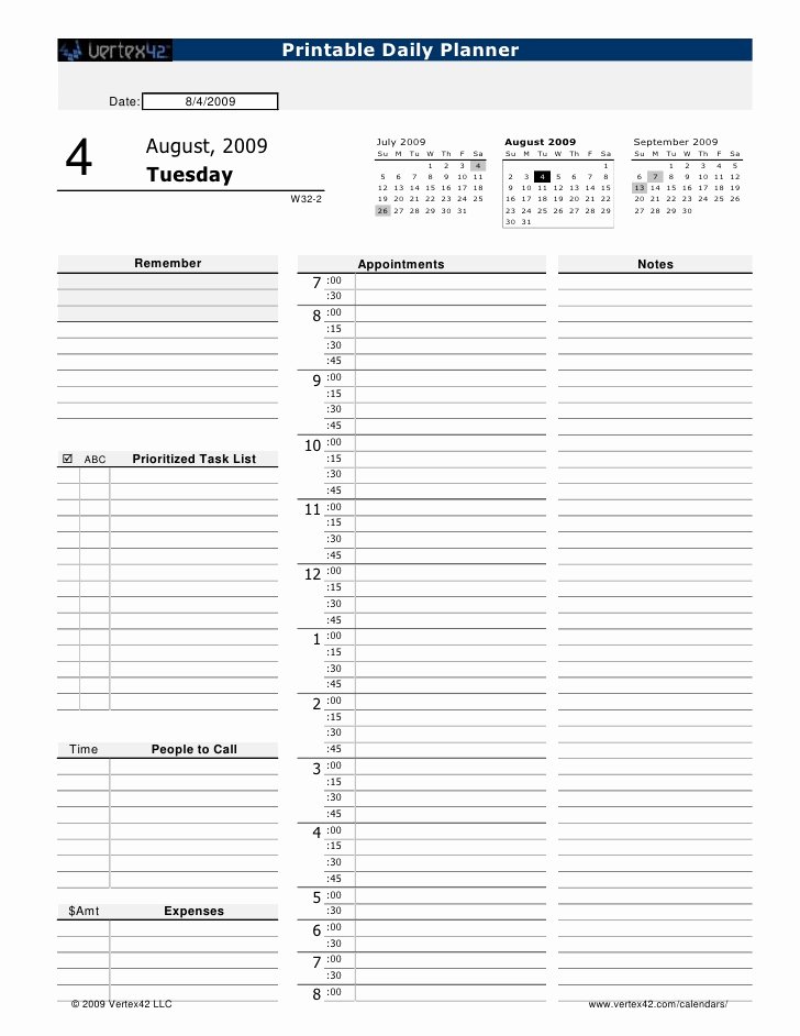 Daily Planner Printable Template Inspirational Printable Daily Planner