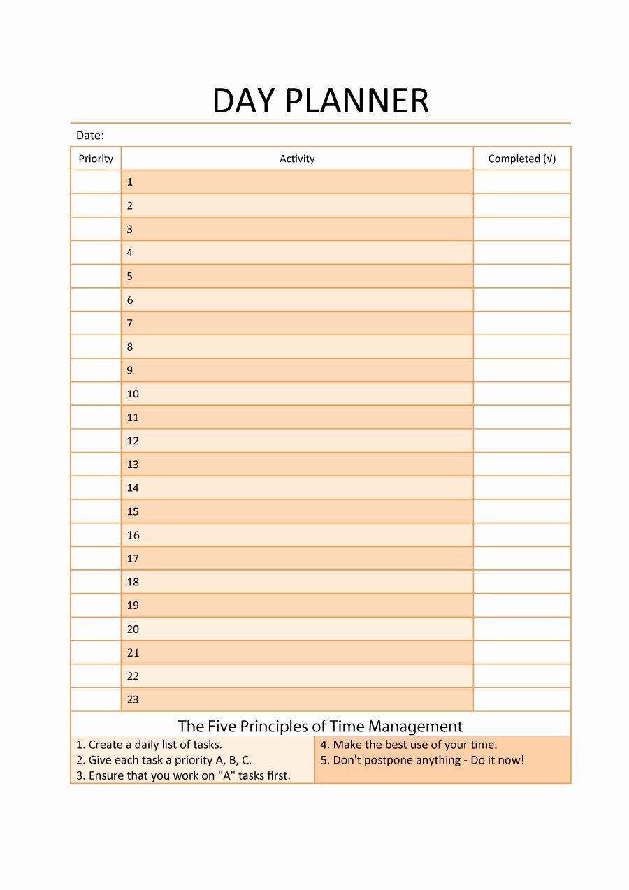 Daily Planner Printable Template Unique 46 Of the Best Printable Daily Planner Templates