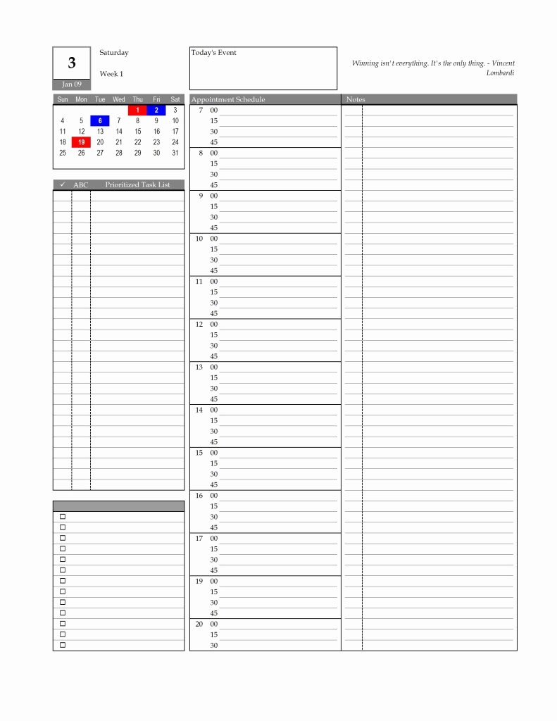 Daily Planner Printable Template Unique Daily Planner Template