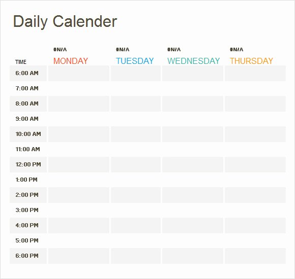 Daily Schedule Excel Template Awesome Free 20 Sample Weekly Calendars In Google Docs
