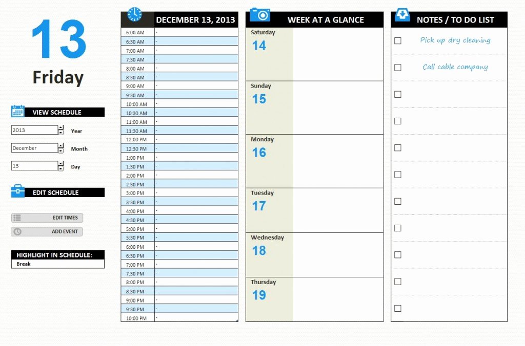 Daily Schedule Excel Template Elegant Daily Work Schedule Template Excel