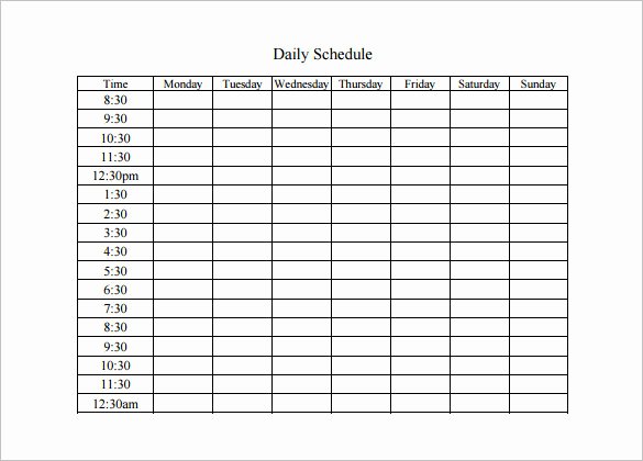 Daily Schedule Excel Template Luxury Schedule Activities Template – Printable Schedule Template