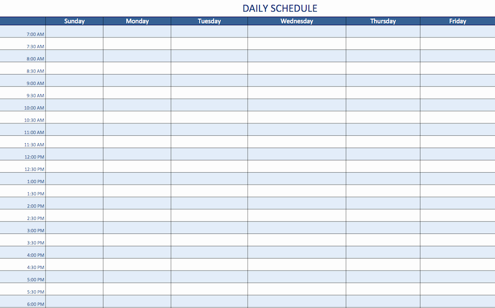Daily Schedule Excel Template New Day Schedule Template Excel – Printable Schedule Template