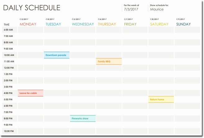 Daily Schedule Excel Template Unique 7 Daily Itinerary Templates formats to Download In Excel