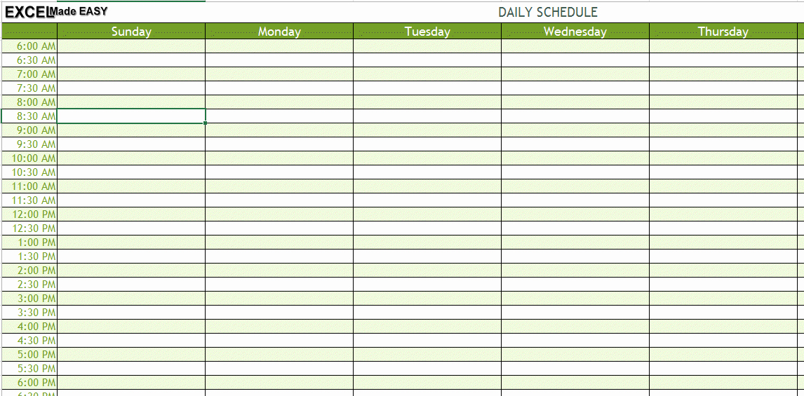 Daily Schedule Excel Template Unique Excel Template Daily Schedule Template by Excelmadeeasy