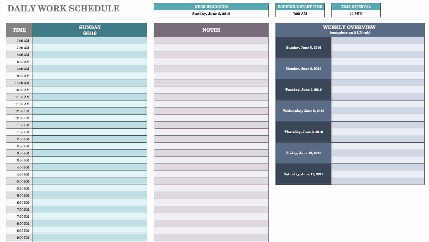 Daily Schedule Planner Template Awesome Free Daily Schedule Templates for Excel Smartsheet