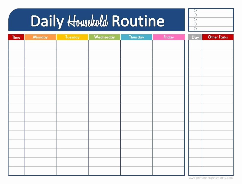 Daily Schedule Planner Template Fresh Fresh and organized Your Daily Household Routine