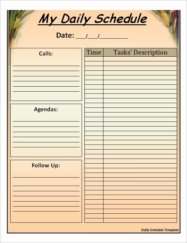 Daily Schedule Planner Template New Sample Printable Daily Schedule Template 17 Free