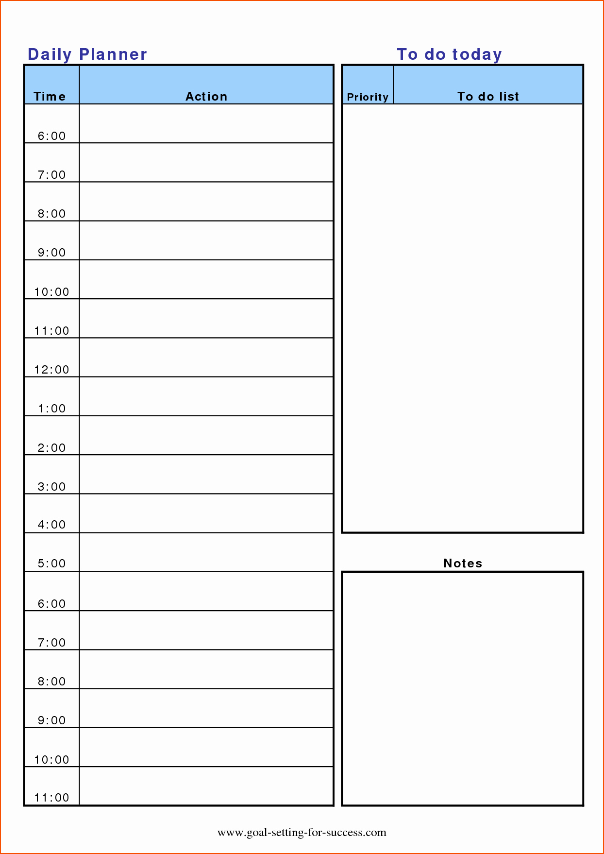 Daily Schedule Planner Template Unique 6 Daily Planner Template Bookletemplate