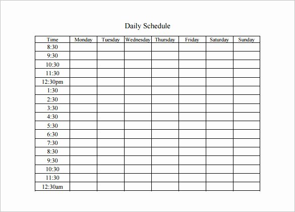 Daily Schedule Template Free Luxury Daily Schedule Template 5 Free Word Excel Pdf