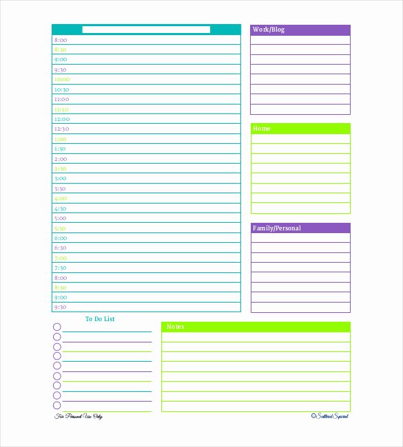 Daily Schedule Template Free New Daily Schedule Template Word