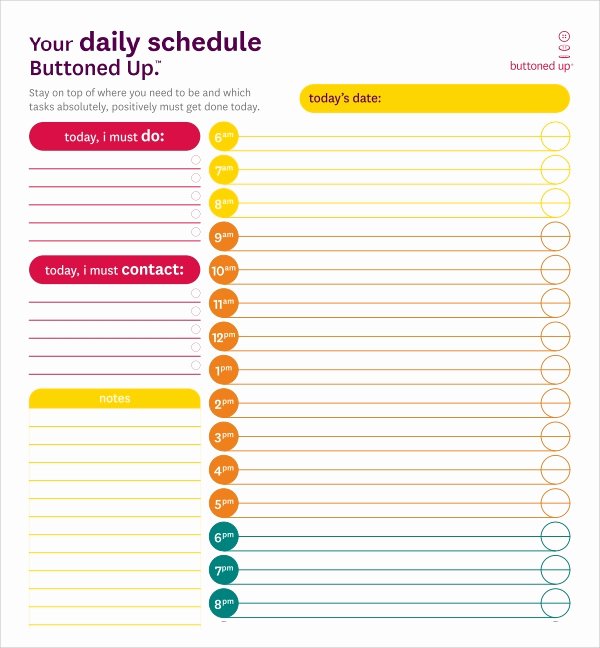 Daily Schedule Template Free New Free 24 Printable Daily Schedule Templates In Pdf