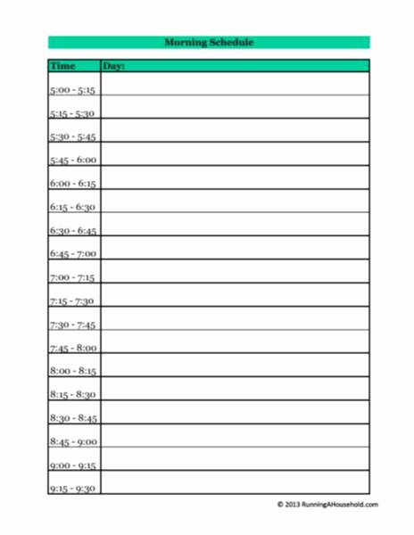 Daily Time Schedule Template Awesome Free Printable Morning Schedule Archives Running A Household