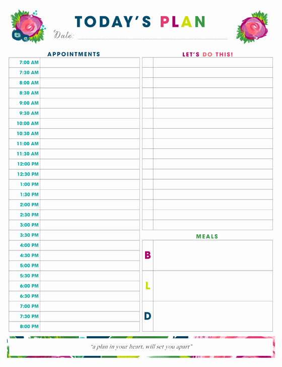 Daily Time Schedule Template Best Of Best Free Daily Planner Printable Tips 2018