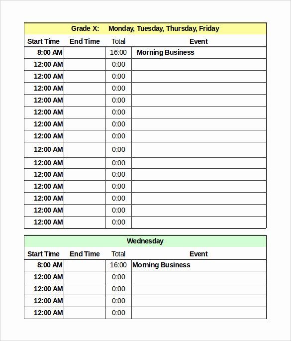 Daily Time Schedule Template Elegant Daily Schedule Template 39 Free Word Excel Pdf