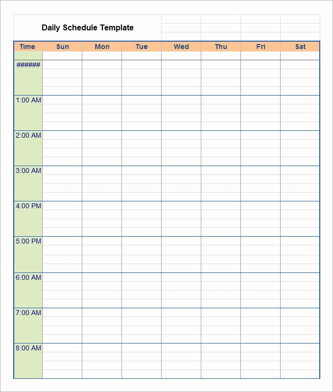 Daily Time Schedule Template Lovely Daily Schedule Template 39 Free Word Excel Pdf