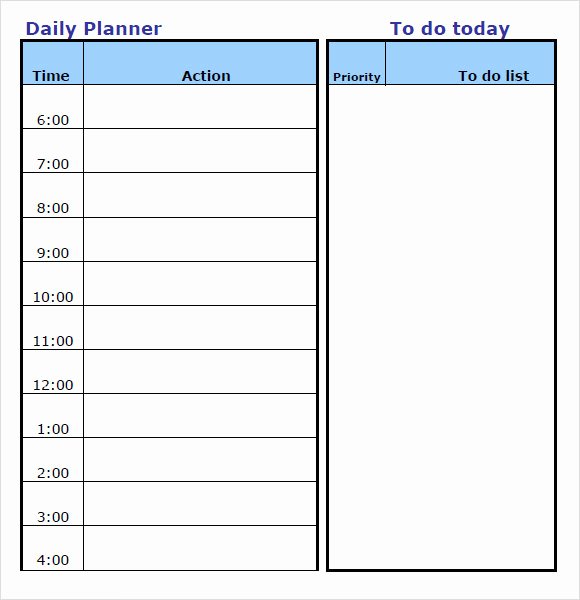 Daily Time Schedule Template Luxury Free 10 Daily Planner Templates In Free Samples Examples