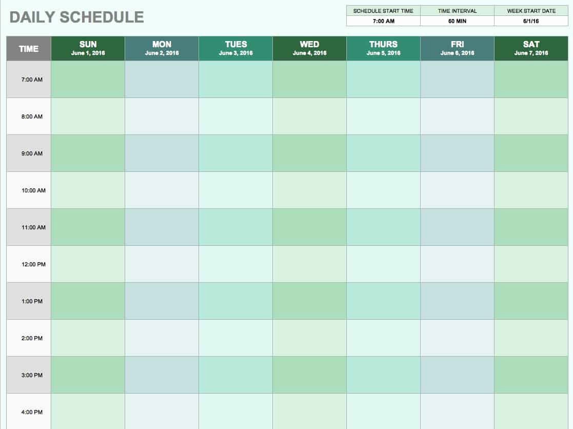 Daily Time Schedule Template New Free Daily Schedule Templates for Excel Smartsheet