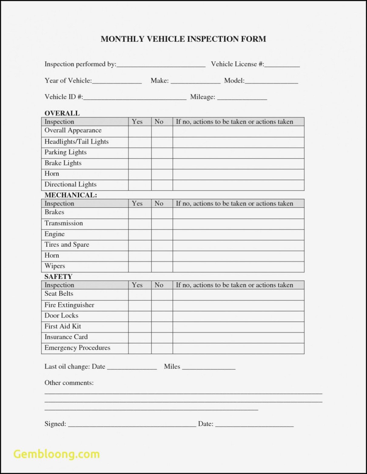 Daily Vehicle Inspection form Template Awesome Daily Vehicle Inspection form Template form Resume