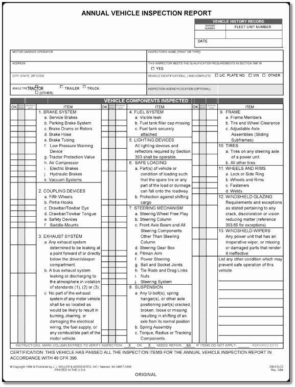 Daily Vehicle Inspection form Template Awesome Printable Annual Vehicle Inspection Report Template Word