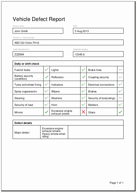 Daily Vehicle Inspection form Template Best Of Daily Defects – android Apps On Google Play