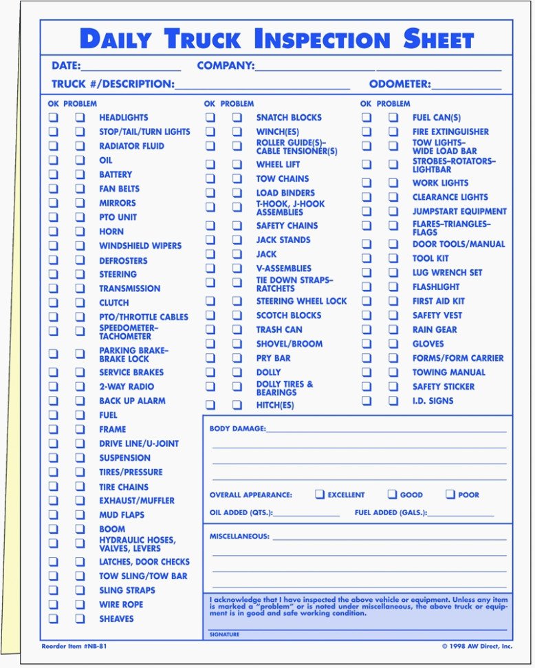 Daily Vehicle Inspection form Template Best Of the Miracle Dot