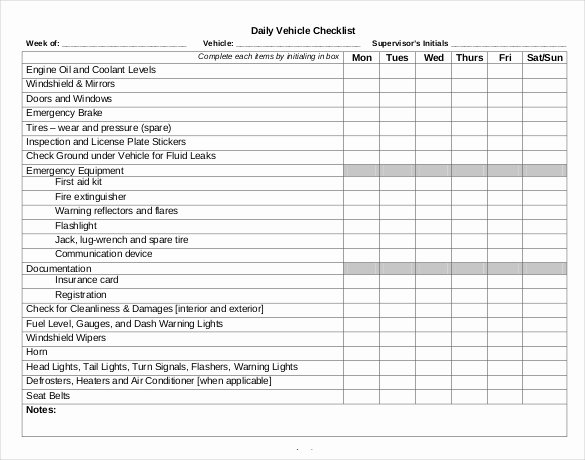 Daily Vehicle Inspection form Template Fresh Daily Checklist Template – 18 Free Word Excel Pdf