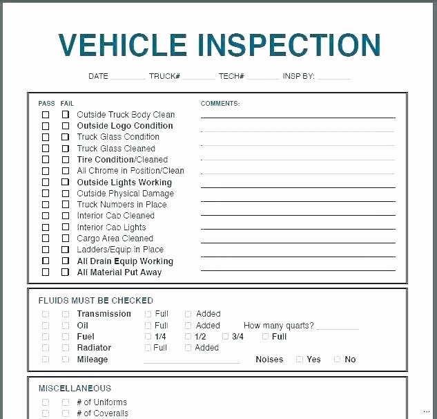 Daily Vehicle Inspection form Template Inspirational Vehicle Checklist form Pdf