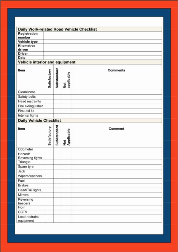 Daily Vehicle Inspection form Template Luxury Free 21 Vehicle Checklist Samples &amp; Templates In Pdf