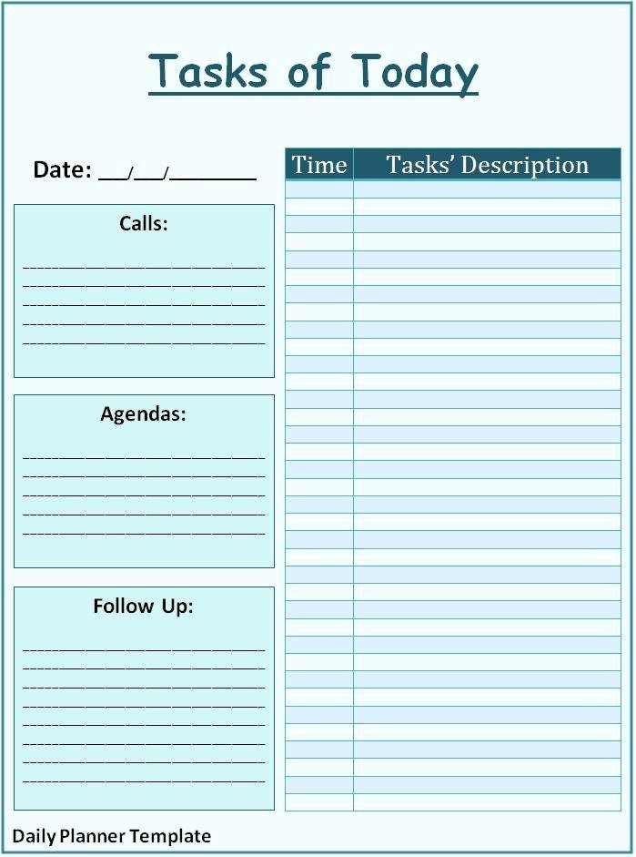 Daily Work Planner Template Awesome 46 Of the Best Printable Daily Planner Templates