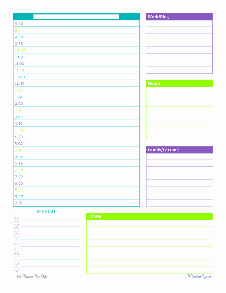 Daily Work Planner Template Beautiful Scattered Squirrel