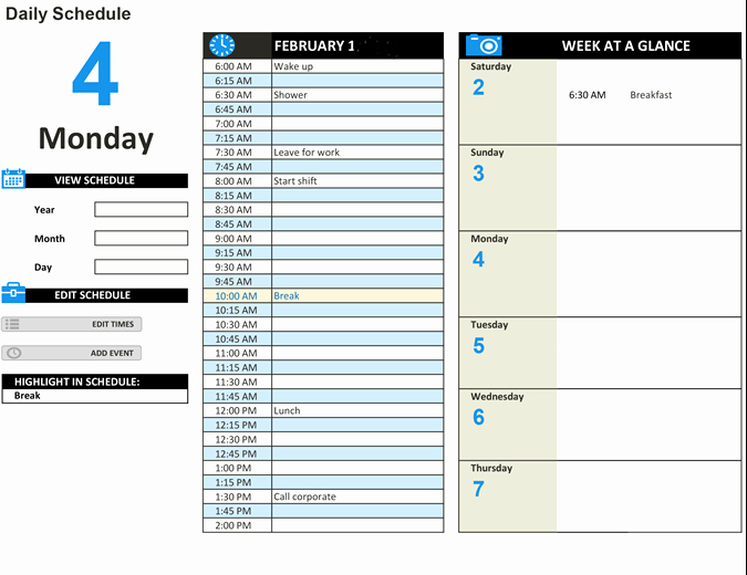 Daily Work Planner Template Elegant Daily Work Schedule