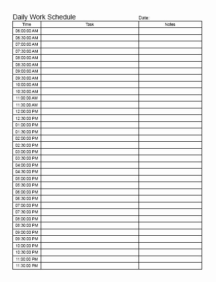 Daily Work Planner Template Elegant Daily Work Schedule Pdf