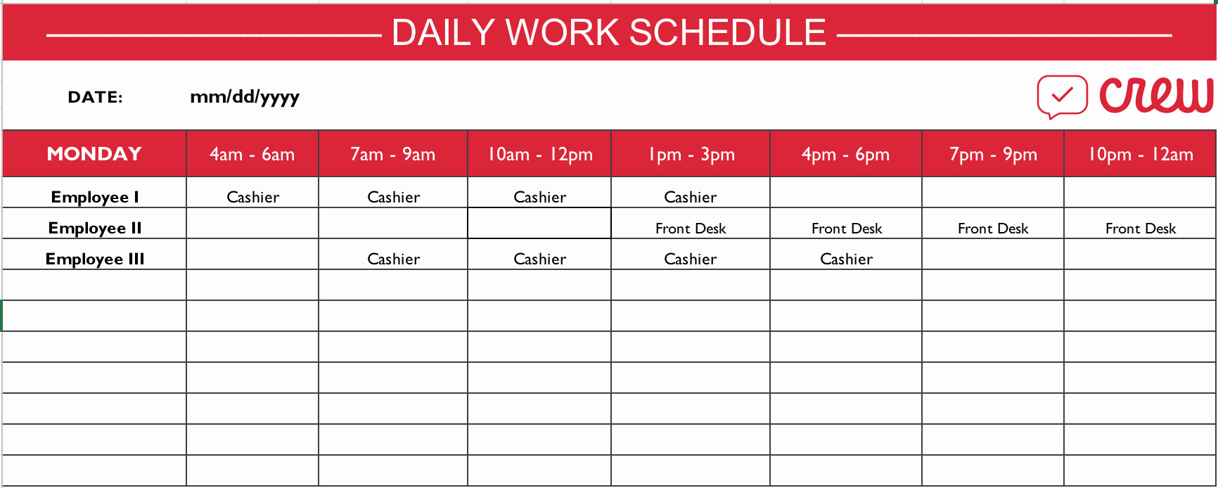 Daily Work Planner Template New Free Daily Work Schedule Template Crew