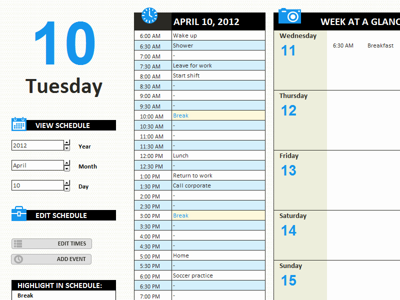 Daily Work Planner Template Unique Daily Work Schedule Templates Fice