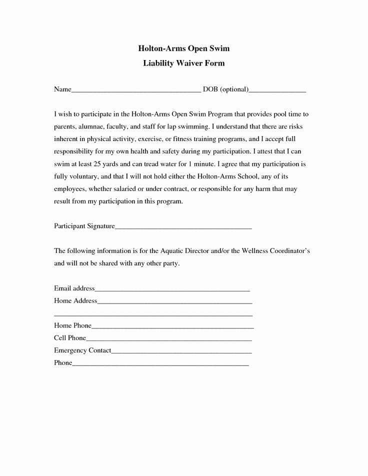 Damage Waiver form Template Beautiful Liability Insurance Liability Insurance Waiver Template