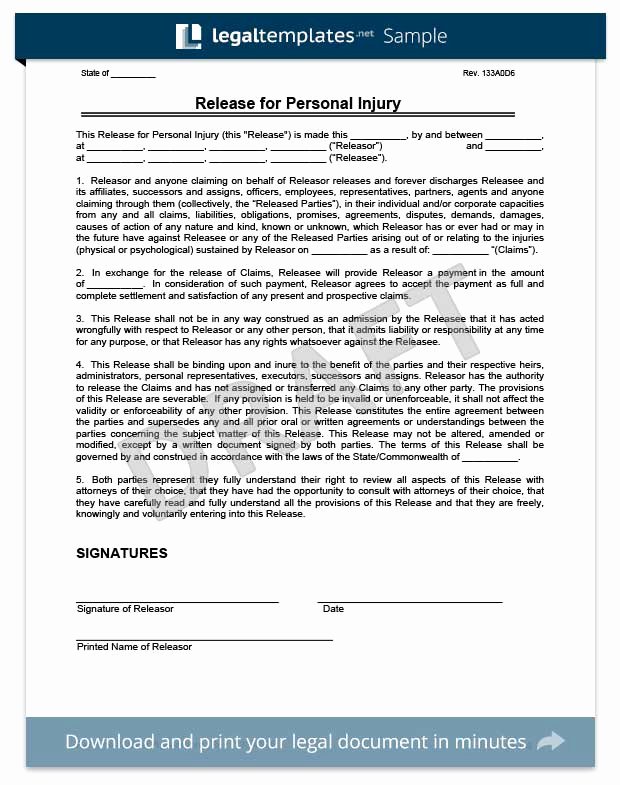 Damage Waiver form Template Luxury Free Release Of Liability form