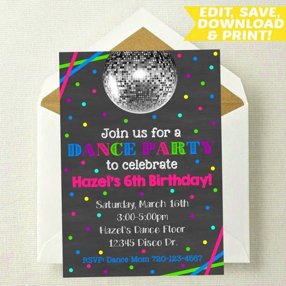 dance invitation dance party editable