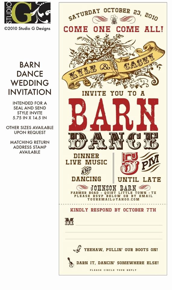 Dance Party Invitation Template Luxury Vintage Barn Dance Wedding Invitation