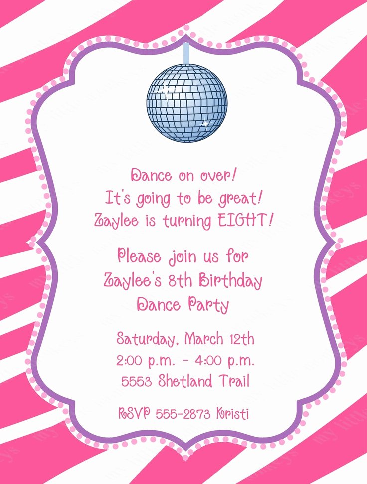 Dance Party Invitation Template New 10 Dance Disco Birthday Party Invitations with Envelopes