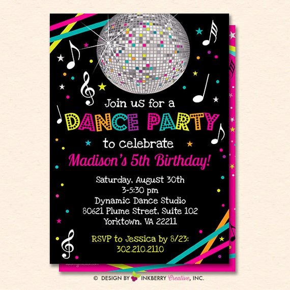 Dance Party Invitation Template New Dance Party Invitation Dance Party Invite Neon Glow Dance