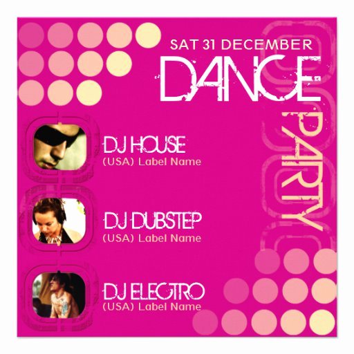 Dance Party Invitation Template New Pink Club Dj Dance Party Template Invitation 5 25